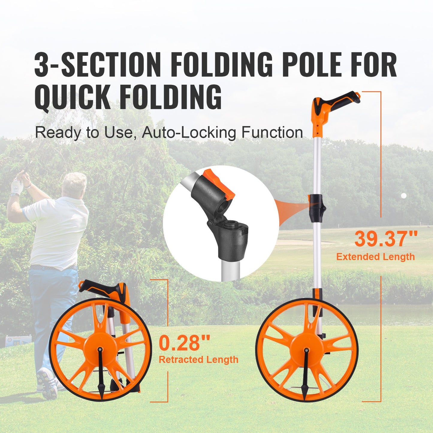 VEVOR Measuring Wheel 12.5” Road Runner Distance Telescoping Handle w/ Back Bag