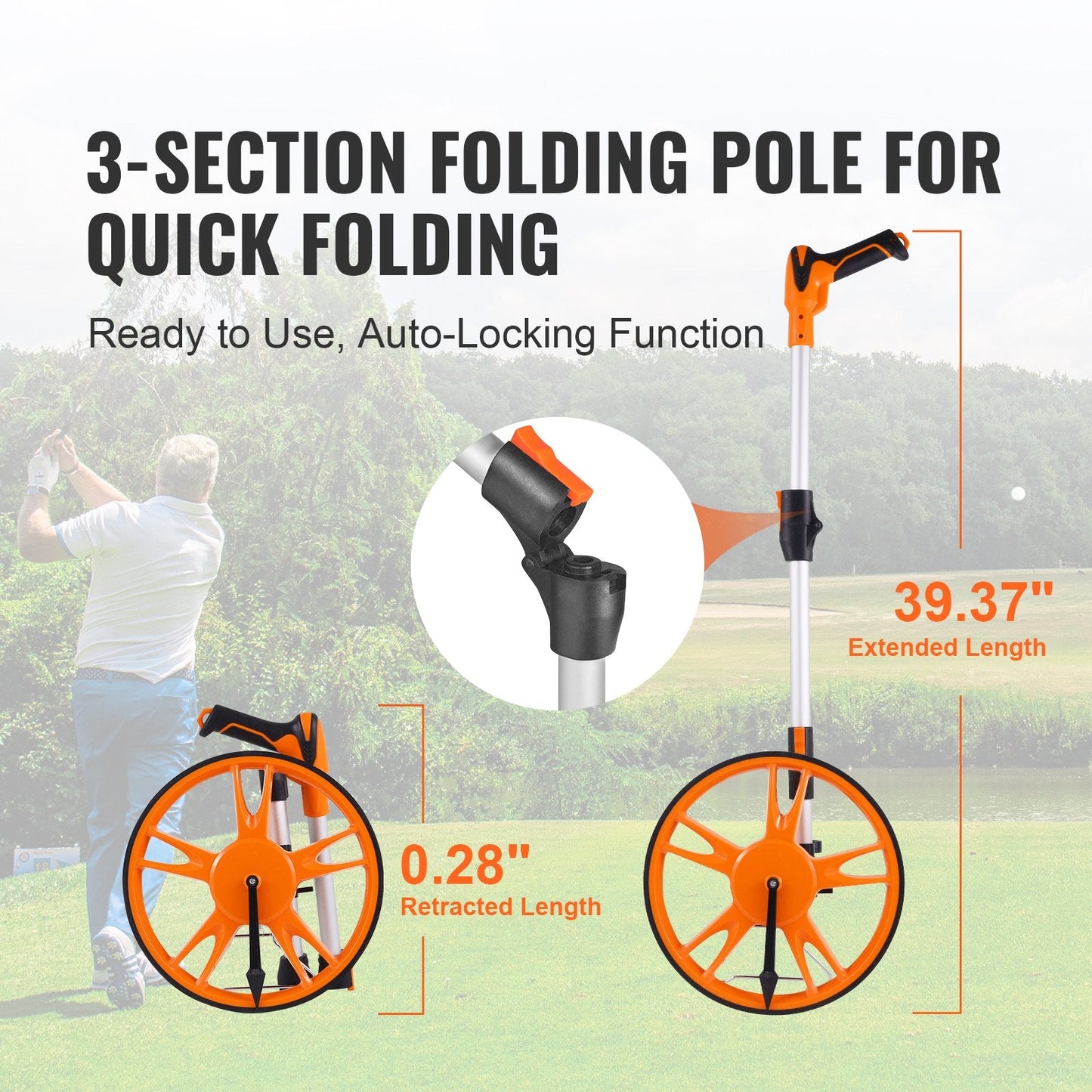 Telescoping Measuring Wheel with Storage Bag, 12.5" Diameter, 1.45 kg Weight