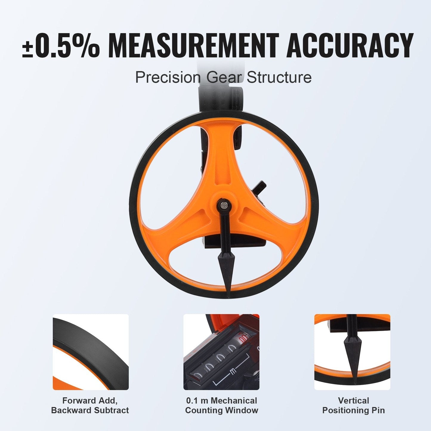Telescopic Measuring Wheel with 6.3" Diameter and Carry Bag, 0.6 kg Lightweight
