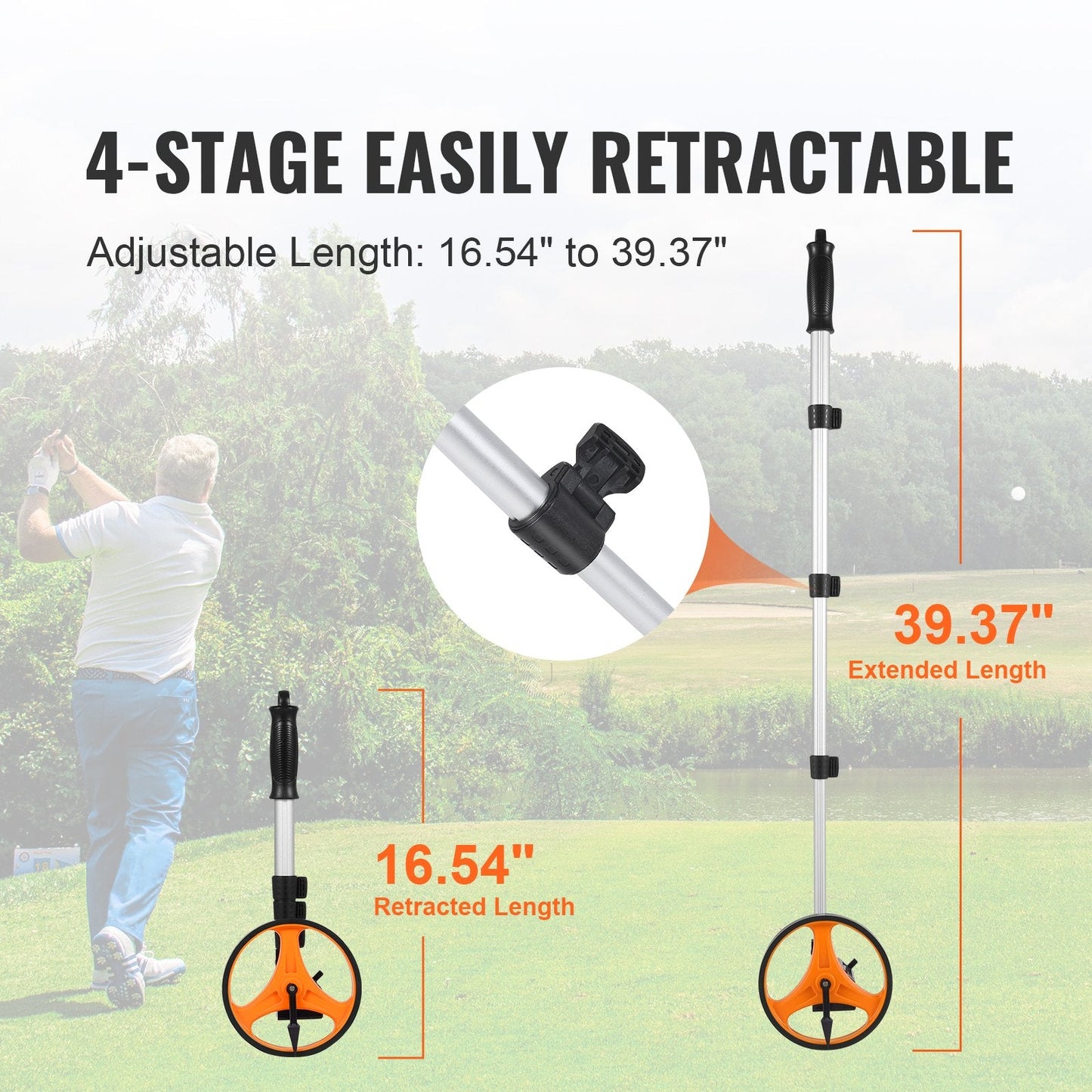 Telescopic Measuring Wheel with 6.3" Diameter and Carry Bag, 0.6 kg Lightweight