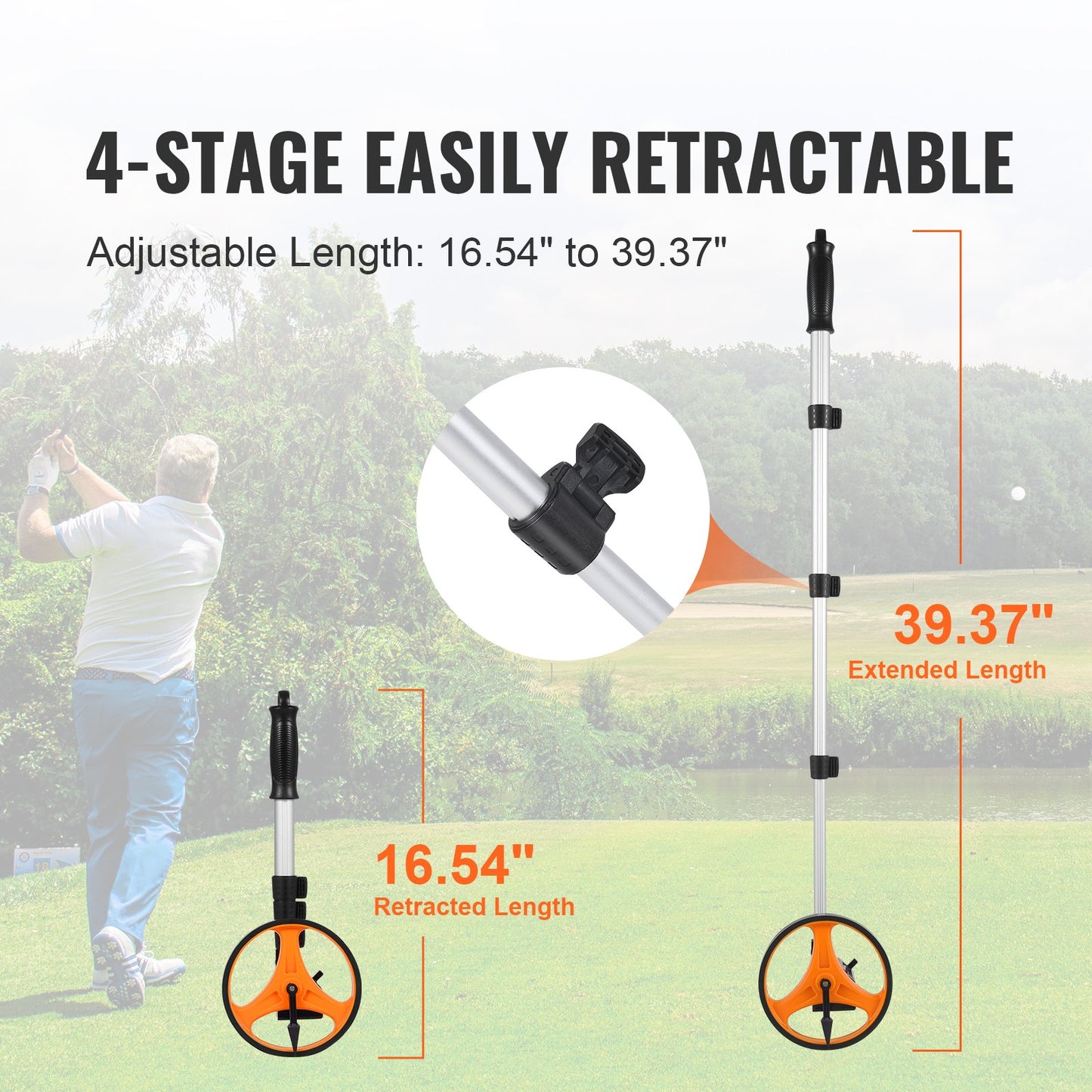 VEVOR Measuring Wheel 6.3” Road Runner Distance Telescoping Handle w/ Back Bag