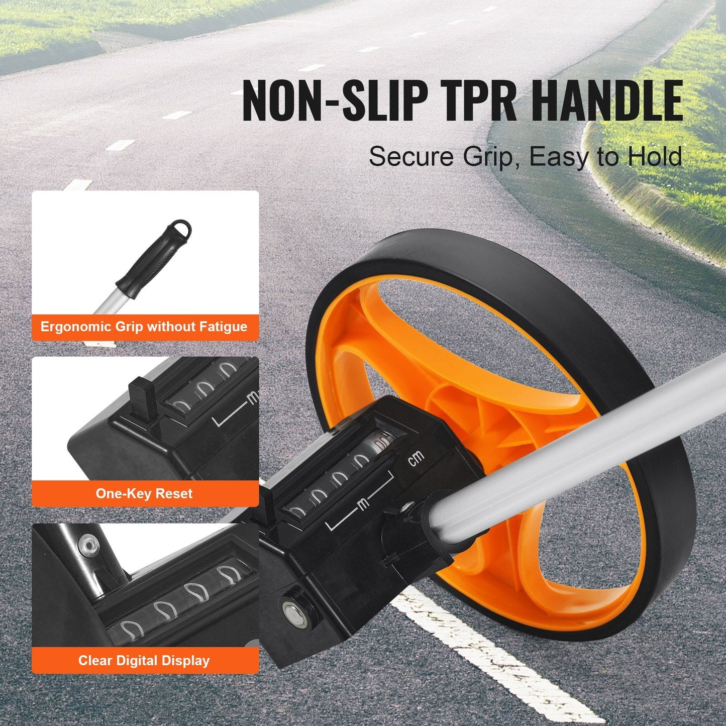 Telescopic Measuring Wheel with 6.3" Diameter and Carry Bag, 0.6 kg Lightweight