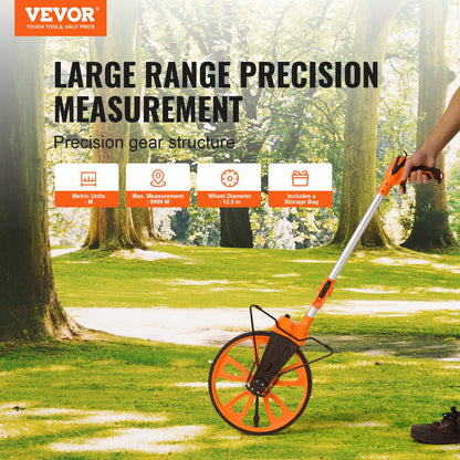 VEVOR Measuring Wheel 12.5” Telescoping Handle Centerline Design w/ Handbrake