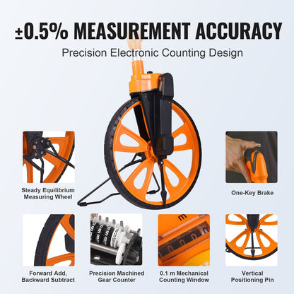 Telescoping Handle Measuring Wheel with Handbrake, 12.5 in Diameter, 1.95 kg