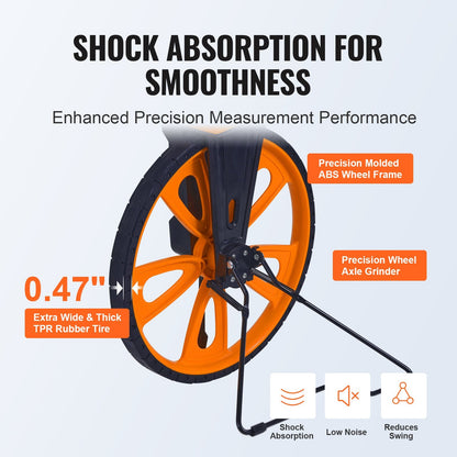 Telescoping Handle Measuring Wheel with Handbrake, 12.5 in Diameter, 1.95 kg