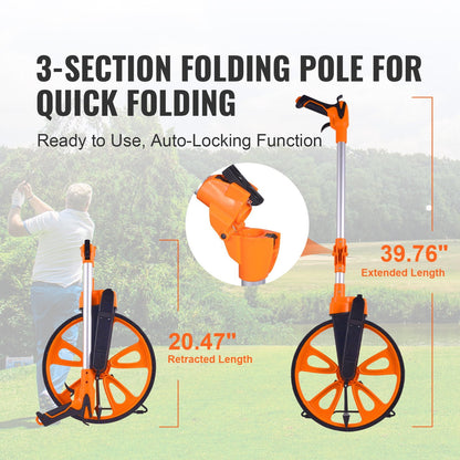 Telescoping Handle Measuring Wheel with Handbrake, 12.5 in Diameter, 1.95 kg