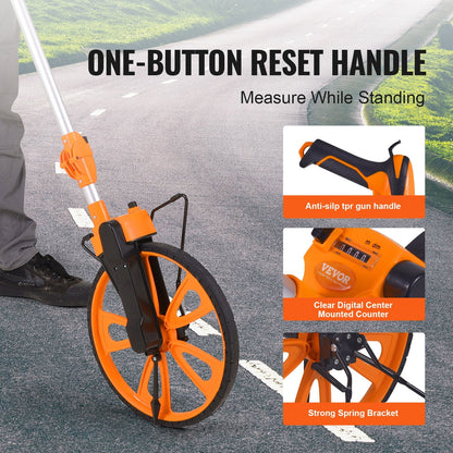 Telescoping Handle Measuring Wheel with Handbrake, 12.5 in Diameter, 1.95 kg