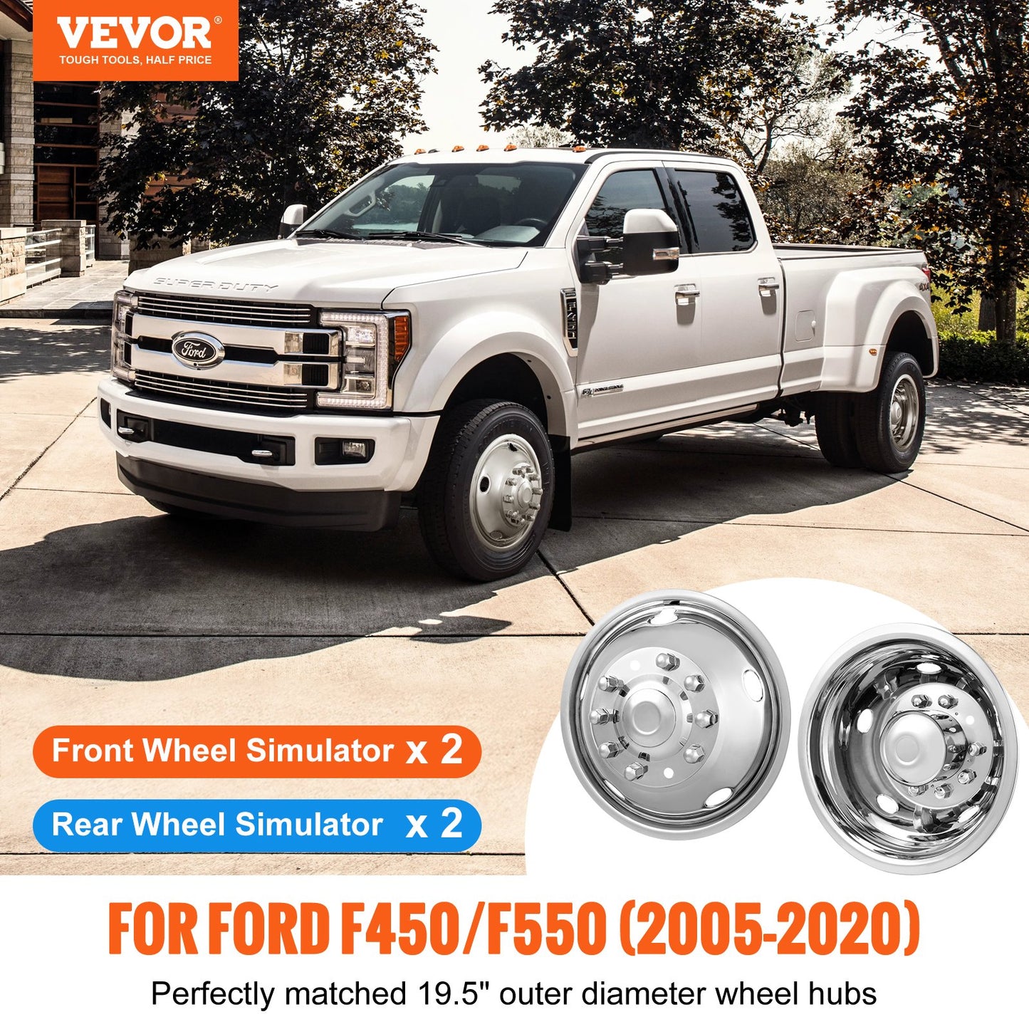 VEVOR 50cm 8 Lug Wheel Simulators, 304 Stainless Steel Wheel Simulator Kit with
