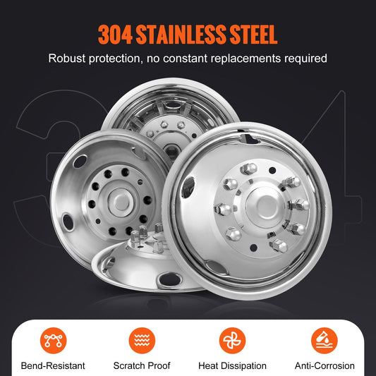 Stainless Steel Wheel Simulators for Ford F450/F550 (2005-2020), Set of 4