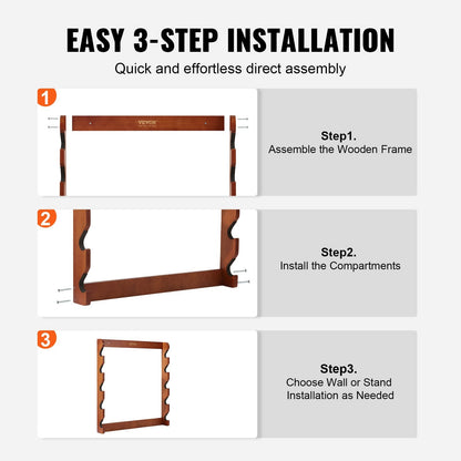 Wooden Wall Mount Gun Rack for 5 Rifles, 60 kg Capacity, Light Red Pine