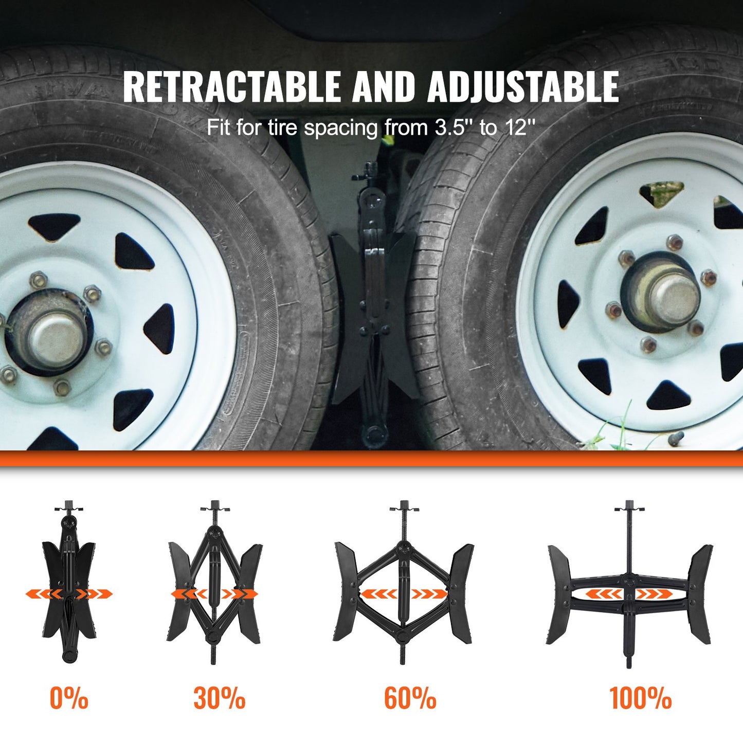 VEVOR H-Chock Wheel Stabilizer Trailer RV Tire Chock with Ratchet Wrench 2 PCS