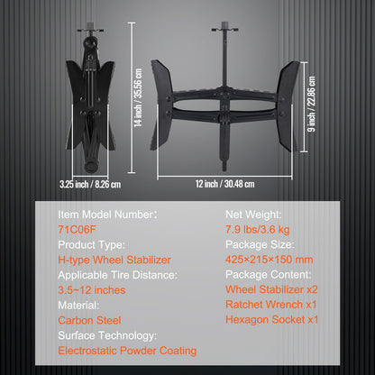 VEVOR H-Chock Wheel Stabilizer Trailer RV Tire Chock with Ratchet Wrench 2 PCS