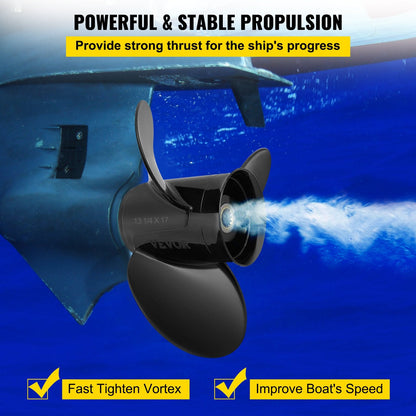 Aluminum Outboard Propeller for 40-140HP Evinrude, 3 Blades, 33.7cm x 43.2cm Pitch