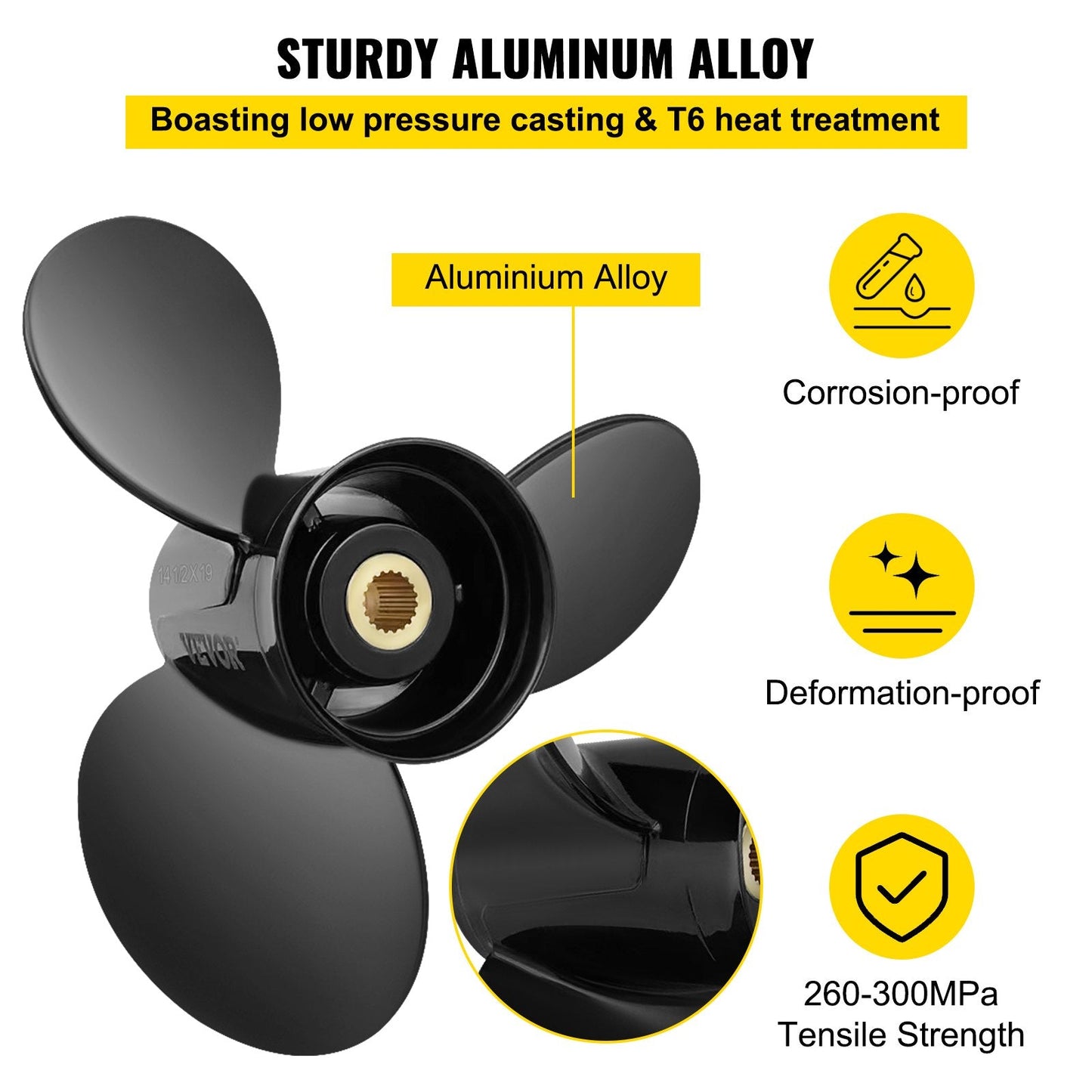 Aluminum Outboard Propeller 36.8 cm x 48.3 cm for Volvo Penta SX, 3-Blade