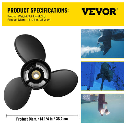VEVOR Outboard Propeller, Replace for OEM 3817469, 3-Blade 14 1/4 x 21 Pitch Aluminium