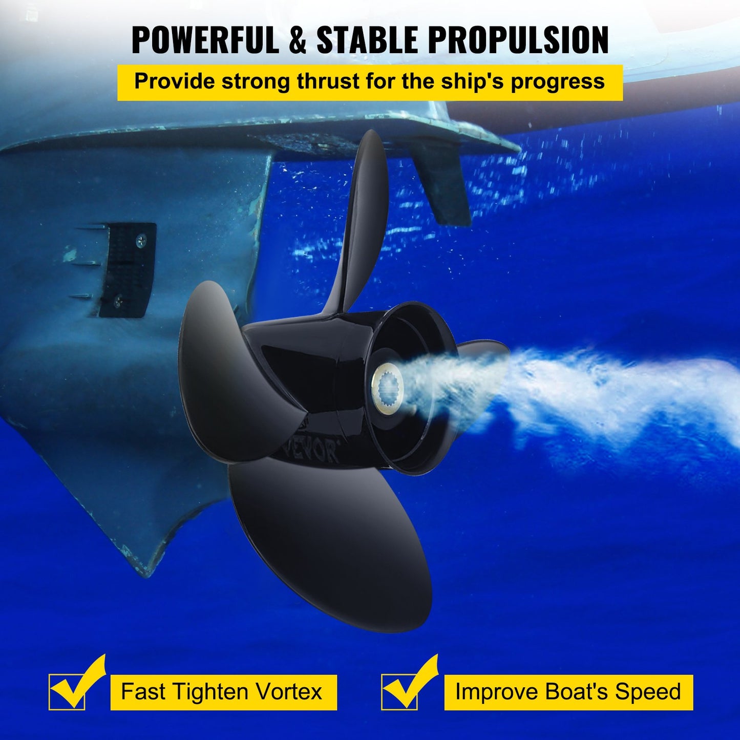 VEVOR Outboard Propeller, Replace for OEM 3587522, 4-Blade 14 1/4\" x 19\" Pitch