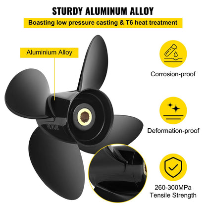 Aluminum 4-Blade Outboard Propeller, 36.2 cm x 48.3 cm, Fits Volvo Penta SX