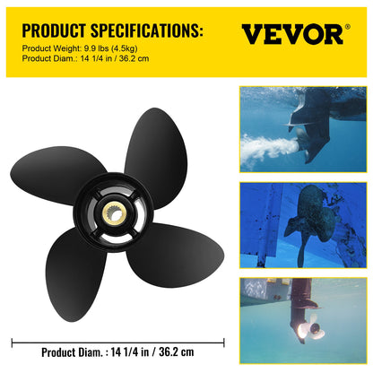 VEVOR Outboard Propeller, Replace for OEM 3587522, 4-Blade 14 1/4\" x 19\" Pitch