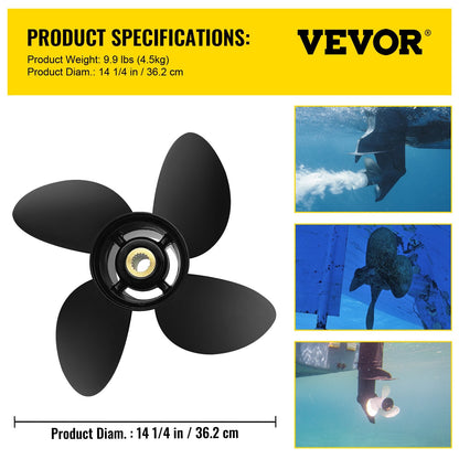 Aluminum 4-Blade Outboard Propeller, 36.2 cm x 48.3 cm, Fits Volvo Penta SX