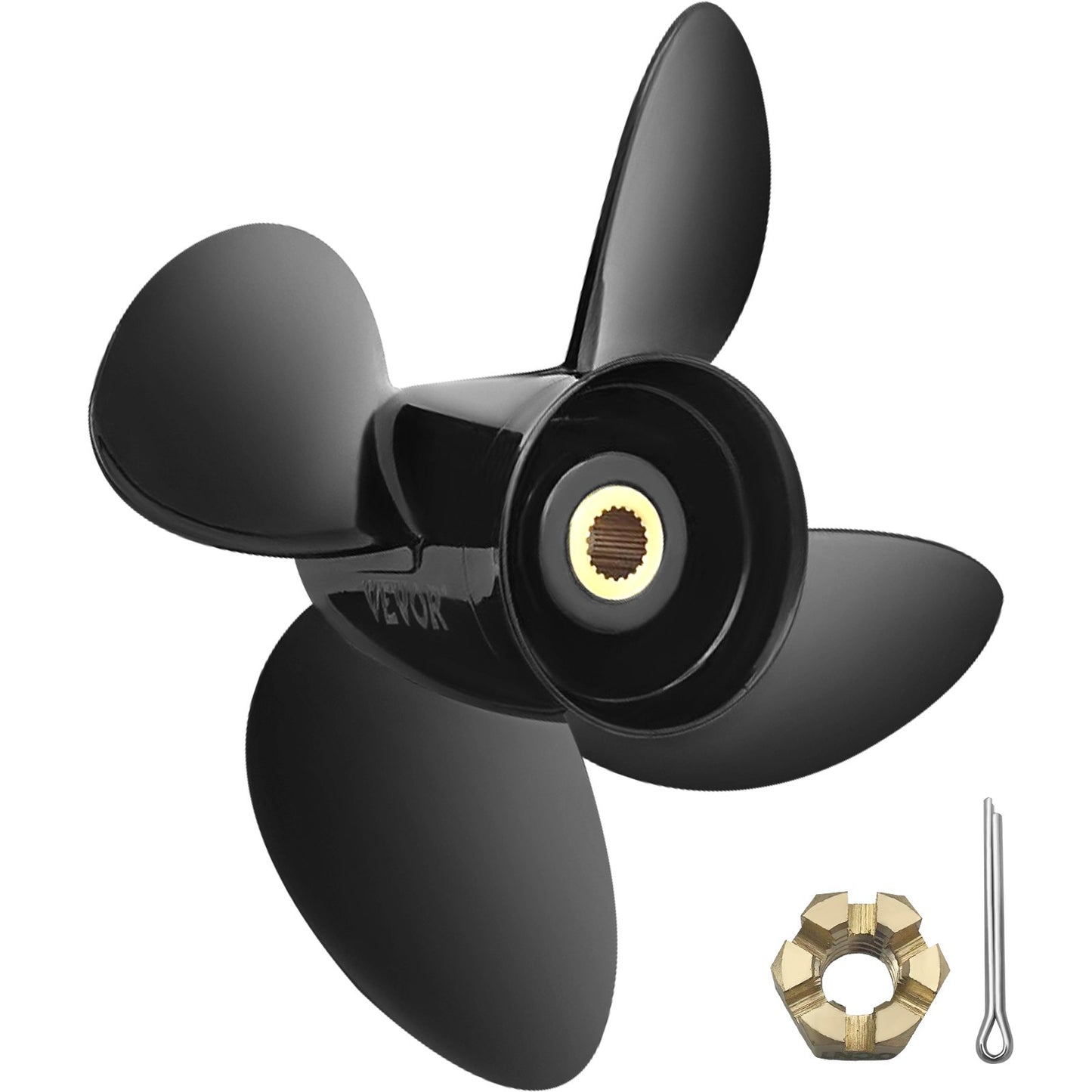 VEVOR Outboard Propeller, Replace for OEM 3587522, 4-Blade 14 1/4\" x 19\" Pitch
