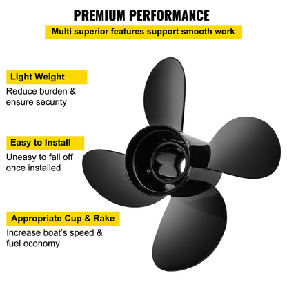 VEVOR Outboard Propeller, Replace for OEM 48-8M0084495, 4 Blades 14\" x 19\" Aluminium