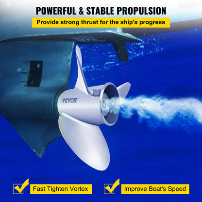VEVOR Outboard Propeller, Replace for OEM 3860709, 3-Blade 14.5\" x 21\" Pitch Steel