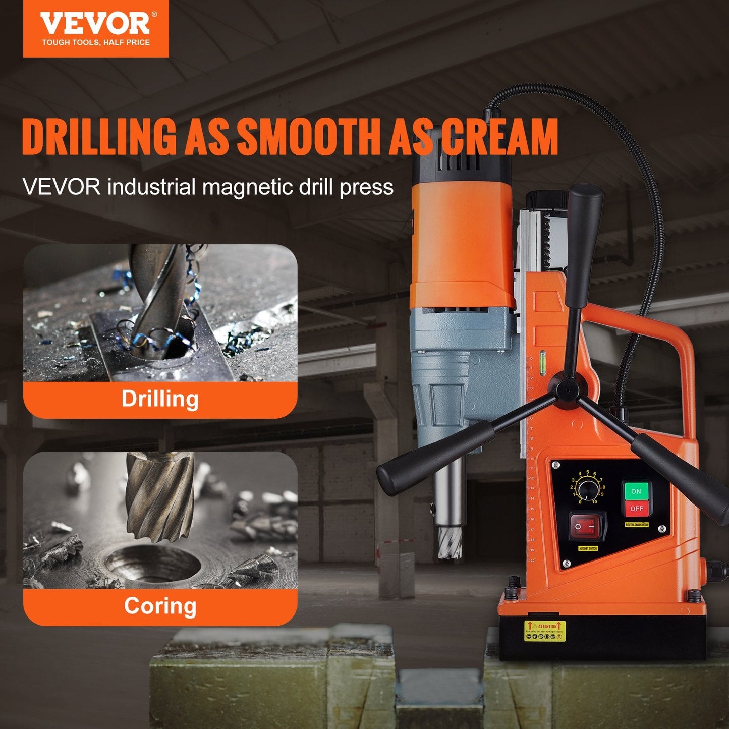 Magnetic Drill Press, 1550W, 50mm Boring Diameter, 13000N Force, 500 RPM
