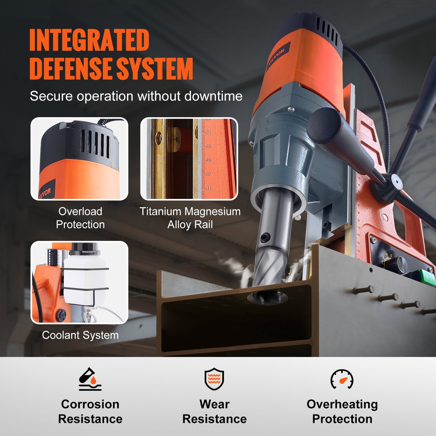 VEVOR Magnetic Drill, 1550W 1.57" Boring Diameter, 2922lbf/13000N Portable Electric
