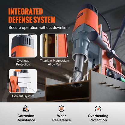 VEVOR Magnetic Drill, 1550W 1.57" Boring Diameter, 2922lbf/13000N Portable Electric