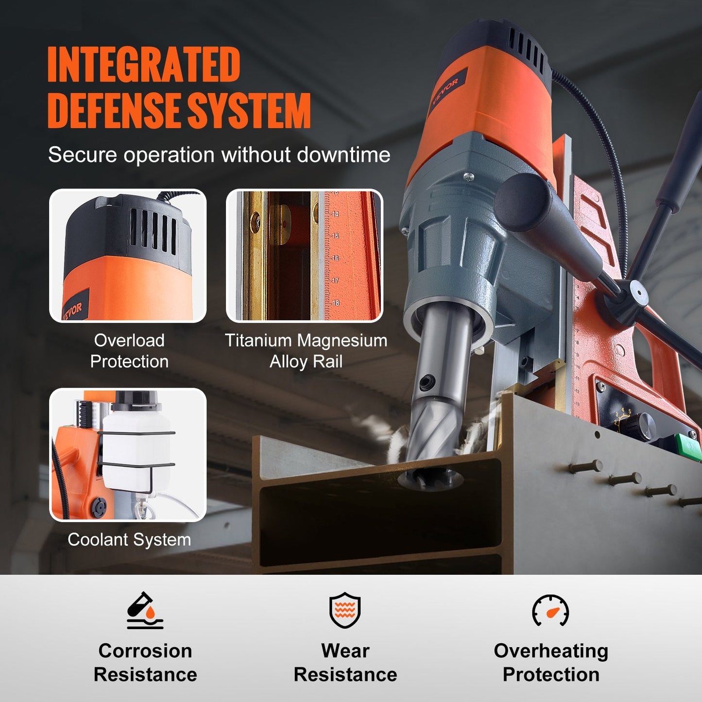 Magnetic Drill Press, 1550W, 50mm Boring Diameter, 13000N Force, 500 RPM