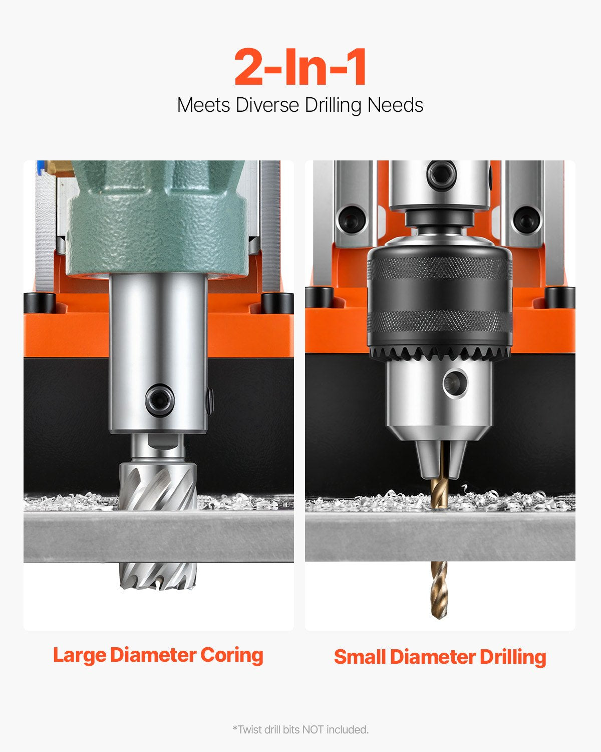 Magnetic Drill, 1550W Motor 50 mm Coring Diameter, 13000 N Magnetic Force, 0-550 RPM Variable Speed, Portable Electric Mag Drill Press Drilling Machine for Metal Surface, Home Improvement