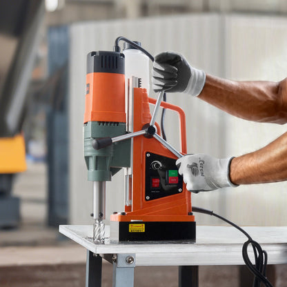 Magnetic Drill, 1550W Motor 50 mm Coring Diameter, 13000 N Magnetic Force, 0-550 RPM Variable Speed, Portable Electric Mag Drill Press Drilling Machine for Metal Surface, Home Improvement