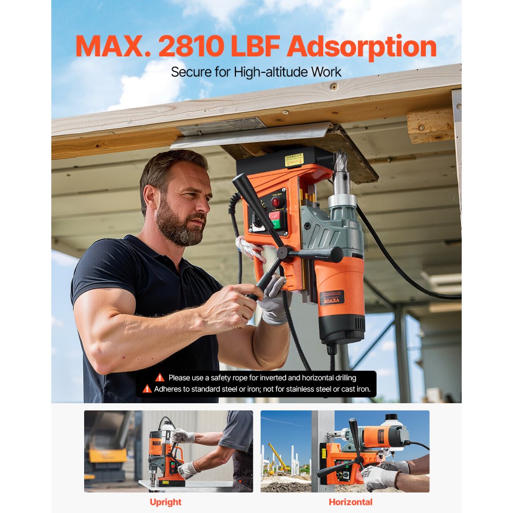 Magnetic Drill 1450W 2810 lbf Portable Mag Drill Press 1.6 in Boring Diameter