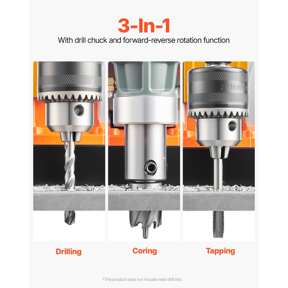 Magnetic Drill 1450W 2878 lbf Portable Mag Drill Press 2 in Boring Diameter