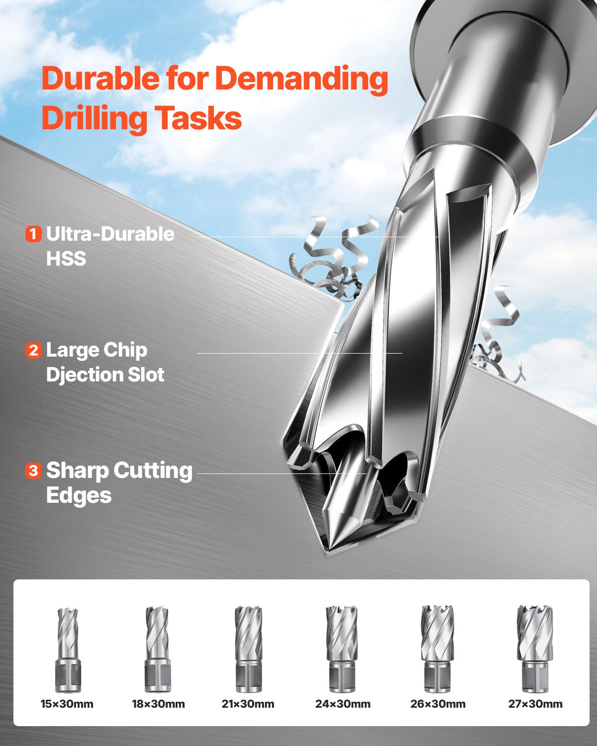 Magnetic Drill, 1450W Motor 50 mm Coring Diameter, 13000 N Magnetic Force, Portable Electric Mag Drill Press with 6 Coring Bits, Variable Speed, Drilling Machine for Metal Surface, Industrial