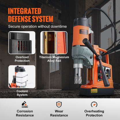 VEVOR Magnetic Drill, 1450W 1.57" Boring Diameter, 12500N 800 RPM Portable Electric