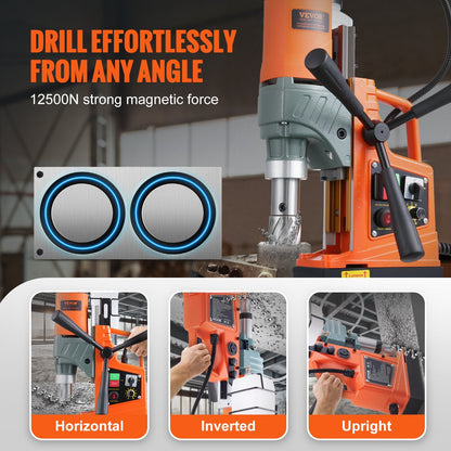 Magnetic Drill 1450W, 40mm Boring, 12500N Force, 800 RPM, Portable Electric Drill