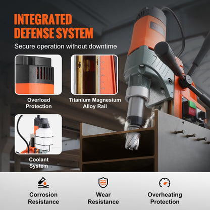 VEVOR Magnetic Drill, 1450W 2" Boring Diameter, 12800N Portable Electric Mag Drill