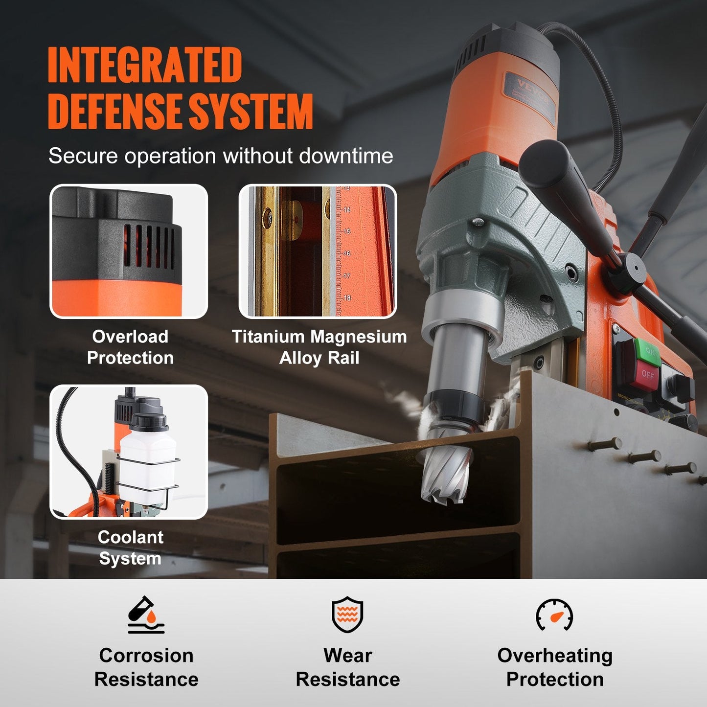 Magnetic Drill 1450W, 50 mm Boring, 12800N Force, Variable Speed, 800 RPM