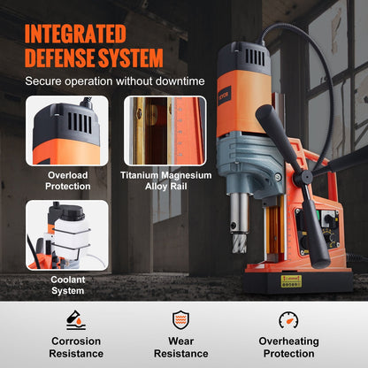 Portable Magnetic Drill Press, 1300W, 40mm Bore, 2922 lbf/13000N Force, 12.3 kg