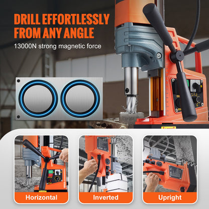 VEVOR Magnetic Drill, 1300W 1.57" Boring Diameter, 2922lbf/13000N Portable Electric