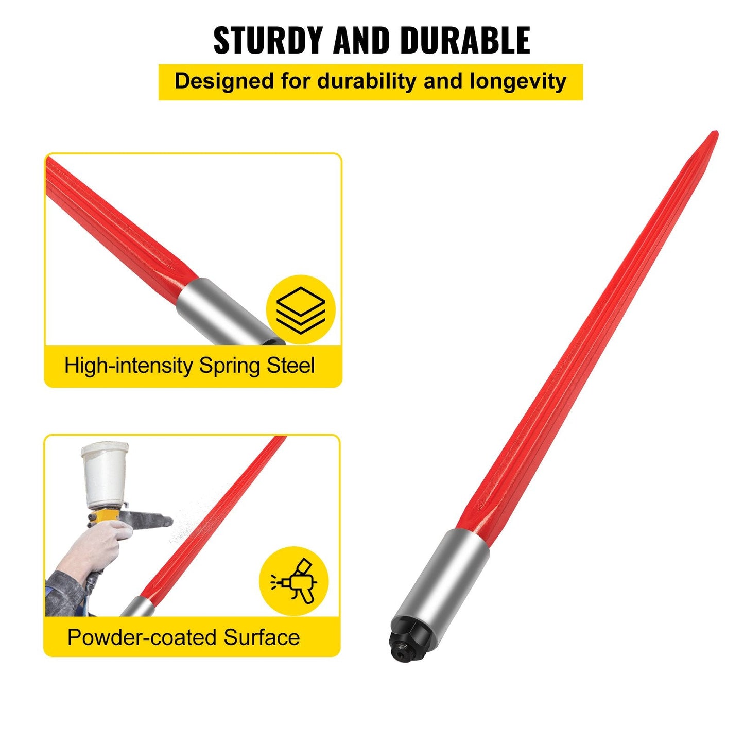 Heavy-Duty 81cm Hay Bale Spear, 612kg Capacity, Quick Attach for Tractors