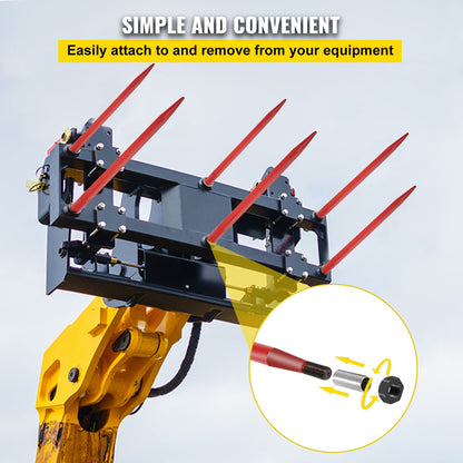 VEVOR Pair Hay Spear 43" Bale Spear 3000 lbs Capacity, Bale Spike Quick Attach Square