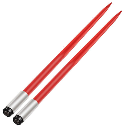 Heavy-Duty Hay Bale Spears, 125cm, 2041kg Capacity, Red, for Tractors & Loaders