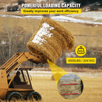 49" Hay Bale Spear, 2041 kg Capacity, Quick Attach Red Spike for Tractors