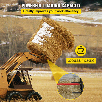 VEVOR Hay Spear 49\" Bale Spear 3000 lbs Capacity, Bale Spike Quick Attach Square