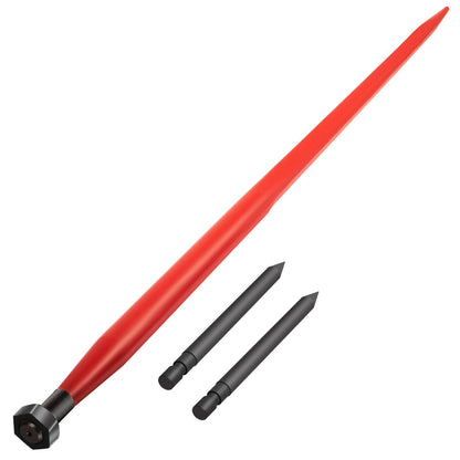 49" Red Hay Bale Spear with Stabilizer, 1360 kg Capacity, Quick Attach