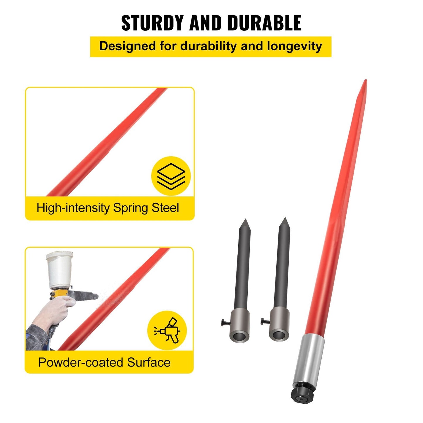 Heavy-Duty 1.25m Hay Spear with 1360kg Capacity and Quick Attach System
