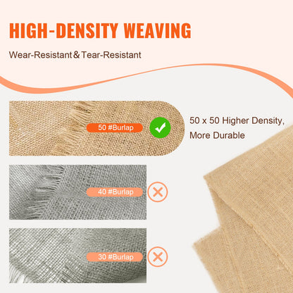 VEVOR Burlap Fabric Roll Burlap Tree Wrap 1016 mm x 9.1 m for Crafts & Plants