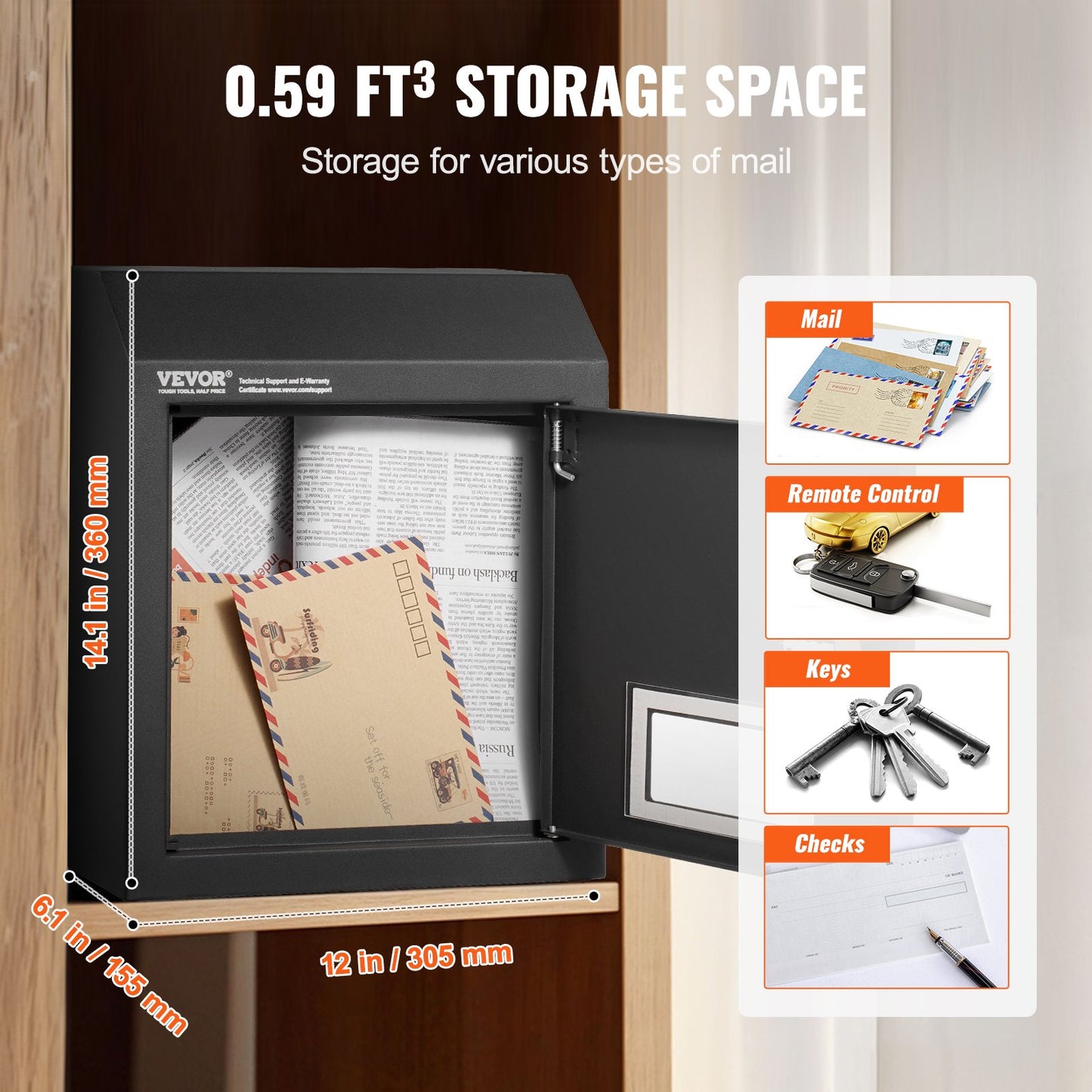 VEVOR Through The Door Key Drop Box, Heavy Duty Steel Through the Door Mailbox with